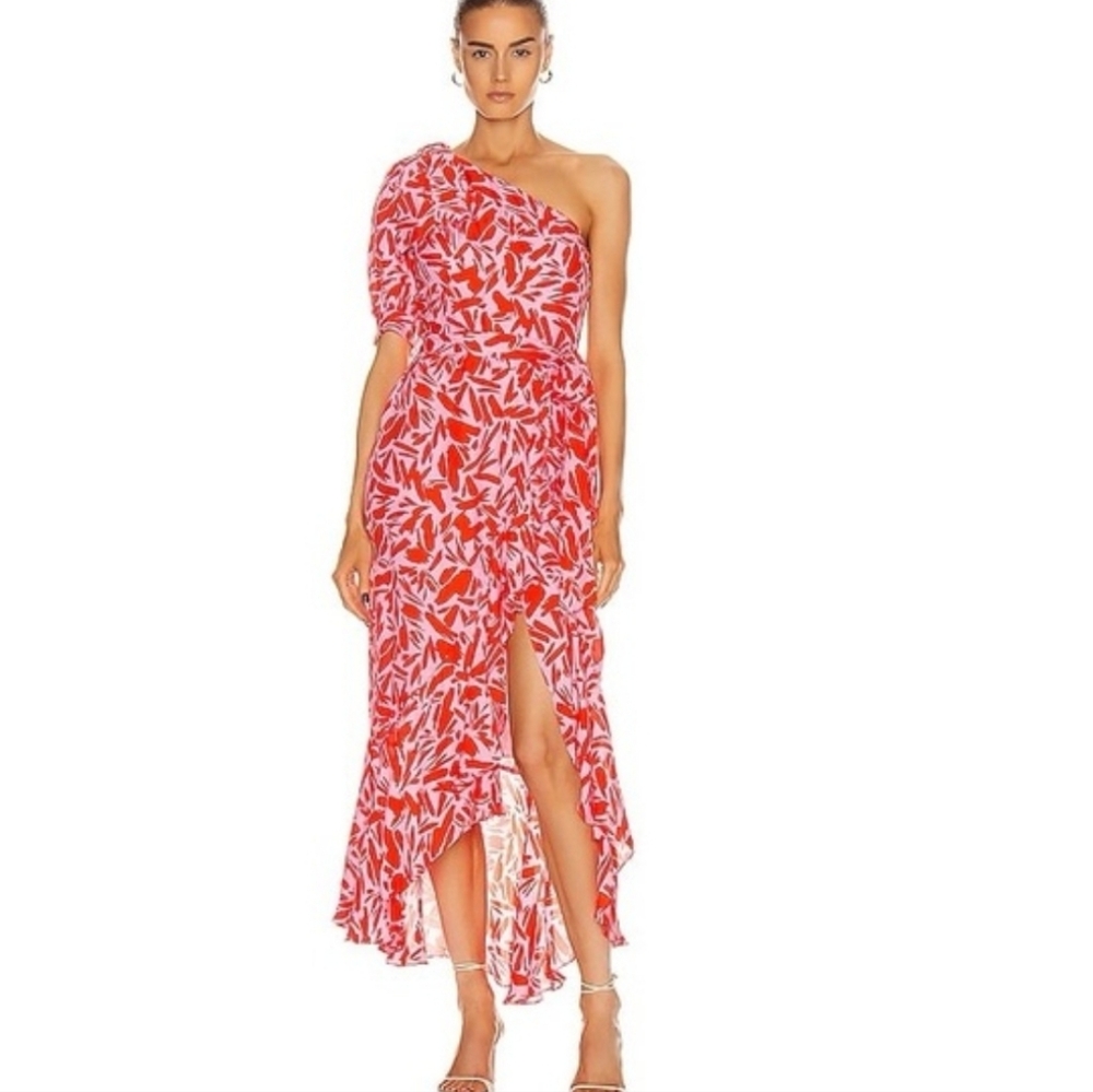 Veronica Beard Vie One-Shoulder Floral Midi Dress Size 4 - Picture 5 of 8